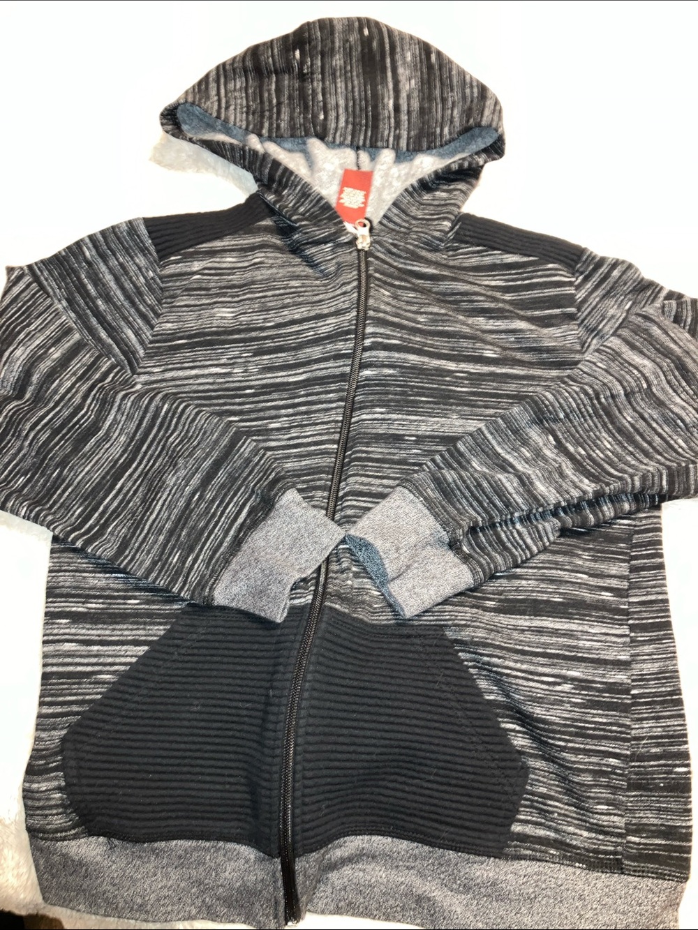 Arizona Jean Company Black & Gray Striped Zip Hoodie
